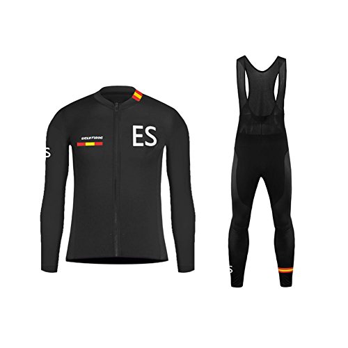 Future Sports Bike Wear Designs Maillots de Bicicleta Maillots de Bicicleta Traje de Invierno Hombres Ropa de Ciclo Jersey de Manga Larga + Pantalones Bib Acolchados Cómodo Respirable Secado