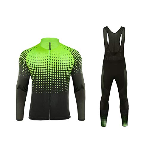 Future Sports MTB Invierno Termo Maillot de Ciclismo Hombre Mangas Largas Ropa para Bicicleta 20D Cojín Conjunto Bici de Montaña Chaqueta+Bib Pantalones Culote de Ciclista Largo