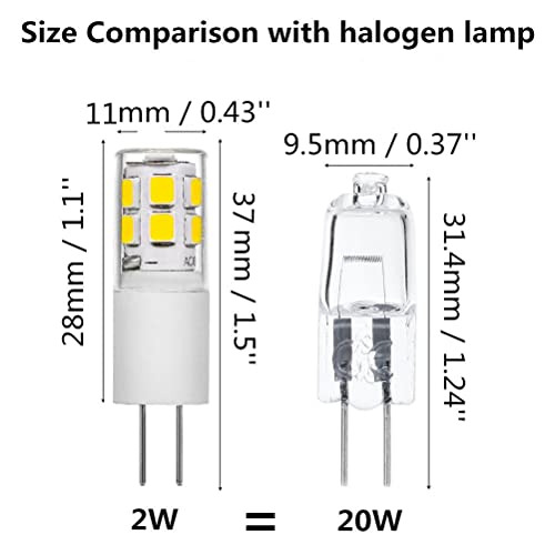 G4 led 12V 2W Equivalente a 20W halógena, Blanco Frío 6000K, Sin Parpadeo 200LM, Talla pequeña, 5 pcs (Blanco Frío)