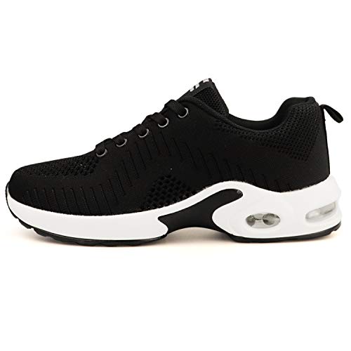 GAXmi Zapatillas Deportivas de Mujer Air Cordones Zapatos de Ligero Running Fitness Zapatillas de para Correr Antideslizantes Amortiguación Sneakers Negro 39 EU