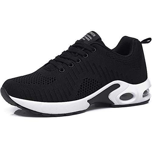 GAXmi Zapatillas Deportivas de Mujer Air Cordones Zapatos de Ligero Running Fitness Zapatillas de para Correr Antideslizantes Amortiguación Sneakers Negro 39 EU