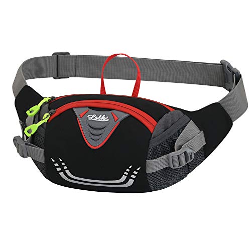 GERIINEER Riñoneras de Marcha Running de Acampada y Marcha Bolsos de Gimnasio Bolsos Bandolera para Hombre Mujer (Negro)