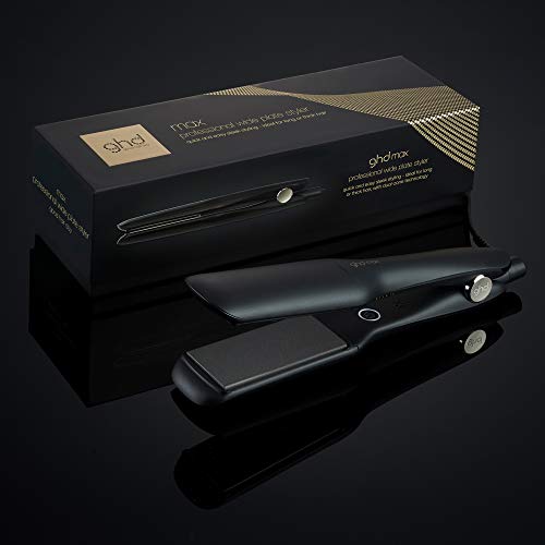 ghd max - Plancha de pelo profesional con placas anchas para cabello largo, grueso o rizado, tecnología dual zone, negra