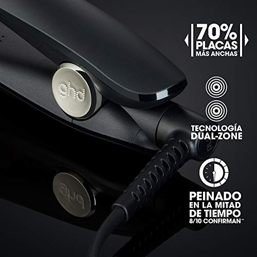 ghd max - Plancha de pelo profesional con placas anchas para cabello largo, grueso o rizado, tecnología dual zone, negra