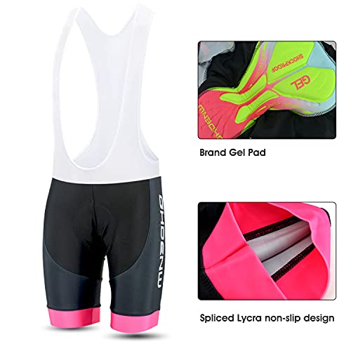 GHDENW Maillot Ciclismo Mujer Manga Corta Secado Rápido con Culotte Ciclismo De Gel 20D,Ropa Ciclismo Mujer para Carrera De Bicicletas