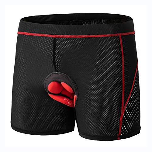 GIEADUN Ciclismo Pantalones Cortos de Bicicleta 20D Gel de sílice Acolchado Ciclismo Calzoncillos Ropa Interior de Bicicleta MTB Bicicleta Pantalones Cortos (Rojo, M)