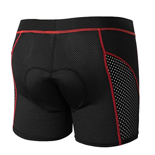 GIEADUN Ciclismo Pantalones Cortos de Bicicleta 20D Gel de sílice Acolchado Ciclismo Calzoncillos Ropa Interior de Bicicleta MTB Bicicleta Pantalones Cortos (Rojo, M)