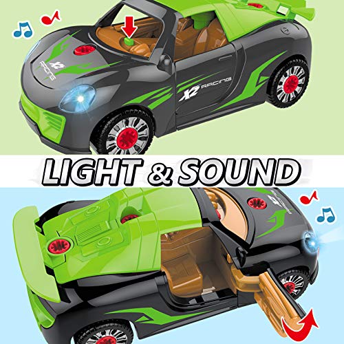 GILOBABY Coches de Juguetes con Sonidos y Luces ,Desmonte el Juguete la Herramienta,Juegos de Montaje para niños ，Juguetes niños 3 4 5 6 7 años