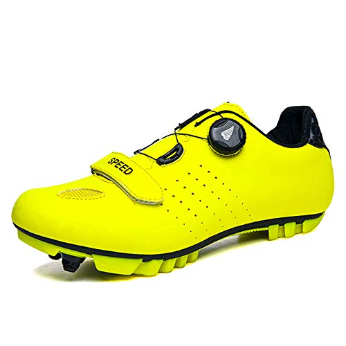 Gogodoing Zapatillas de Ciclismo de Bicicleta de Montaña para Hombre Compatibles con SPD-SL y Zapatillas de Ciclismo de Interior para Mujer Resistentes al Desgaste con Tacos