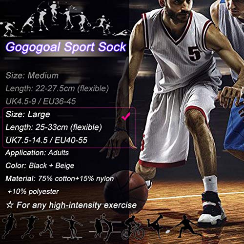 Gogogoal Calcetines deportivos antideslizantes para hombre y mujer, transpirable desodorante Calcetines para fútbol baloncesto running ciclismo trekking yoga, Negro/Blanco (Blanco-3par)