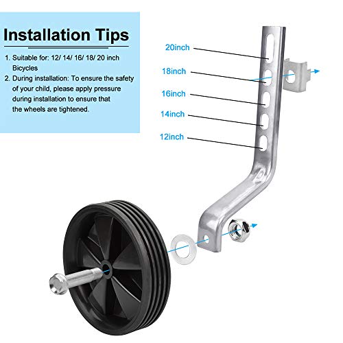 GOLRISEN Ruedines Bicicleta Infantil Universal Ruedines Bicicletas 12 14 16 18 20 Pulgadas Ruedas de Entrenamiento de Bicicleta Ruedas de Apoyo para Niños Estabilizador de Bici con Toda la Tornilleria