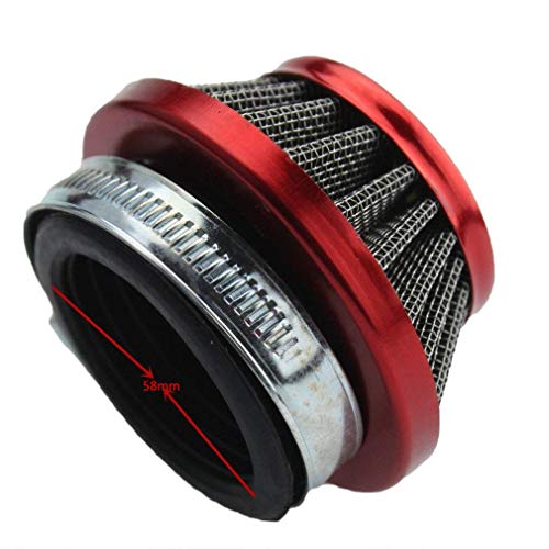 GOOFIT 2 Tiempos 58mm Filtro Carburador Moto Reemplazo Para 47cc 49cc Mini Pocket Bike Quad Scooter Desbrozadora Atv Rojo