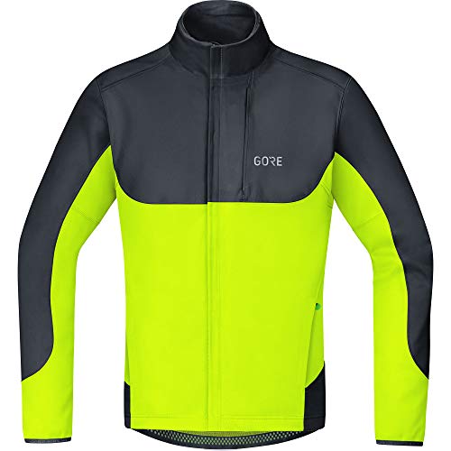 GORE WEAR C5 Chaqueta de Ciclismo para Hombre GORE WINDSTOPPER, S, Negro/Amarillo neón