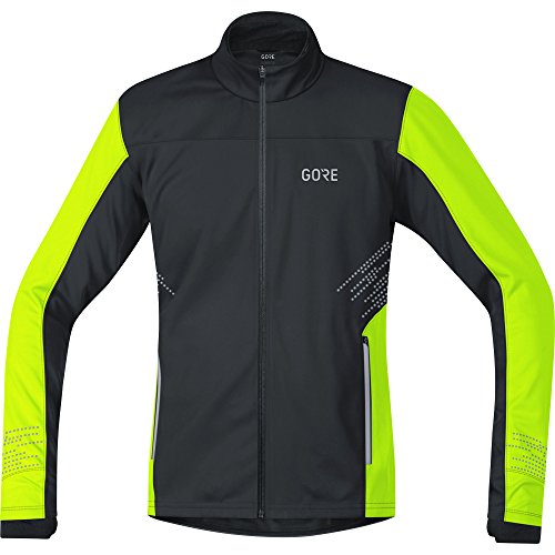 GORE WEAR Chaqueta cortavientos de running para hombre, R5 GORE WINDSTOPPER Jacket, XL, Negro/Amarillo neón, 100153