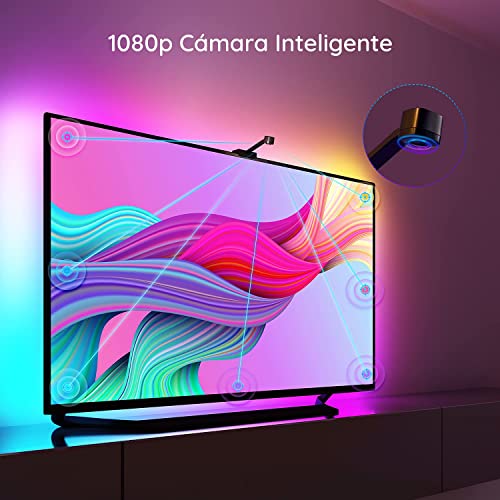 Govee Immersion Tira LED TV con Cámara 3,8m, Alexa Luces LED RGBIC WiFi Funciona con Alexa y Google Assistant USB, Luz Ambilight Soporta 55-65 Pulgada TV para Película, Navidad y LED Gaming