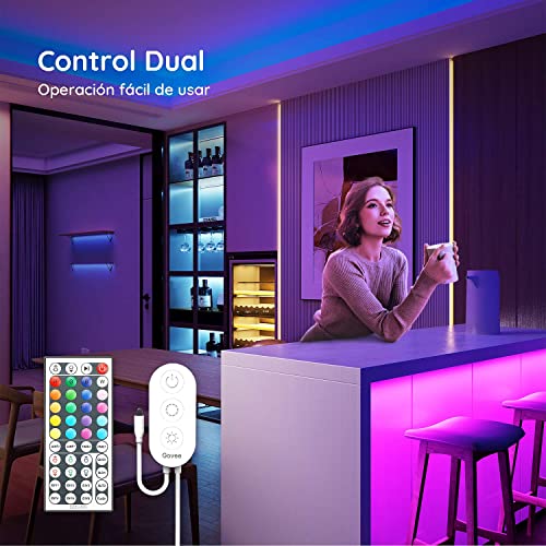 Govee Tira LED, Luces LED Habitación 5m con Control Remoto y Caja de Control, Tiras LED RGB Adhesivas 12V con 20 Colores y 6 Modos de Escena para Decoracion de Pared, Techo