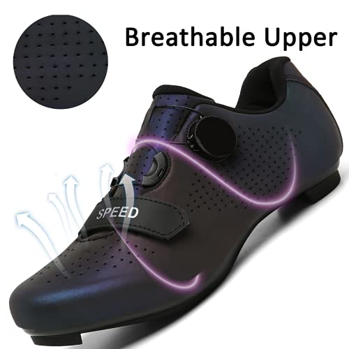 Great Flyor Zapatillas Peloton para hombre y mujer, zapatillas de ciclismo SPD para actividades al aire libre y en interiores, compatibles con tacos Delta Look, Color morado., 41 EU