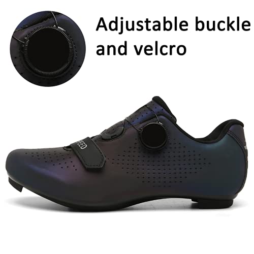 Great Flyor Zapatillas Peloton para hombre y mujer, zapatillas de ciclismo SPD para actividades al aire libre y en interiores, compatibles con tacos Delta Look, Color morado., 41 EU