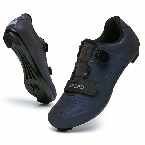 Great Flyor Zapatillas Peloton para hombre y mujer, zapatillas de ciclismo SPD para actividades al aire libre y en interiores, compatibles con tacos Delta Look, Color morado., 41 EU