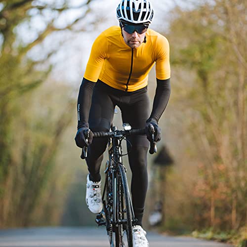 GripGrab Manguitos de Ciclismo Térmicos Clásicos Antideslizantes Calentadores de Brazos Otoño Invierno Negro y Amarillo, Adultos Unisex, M