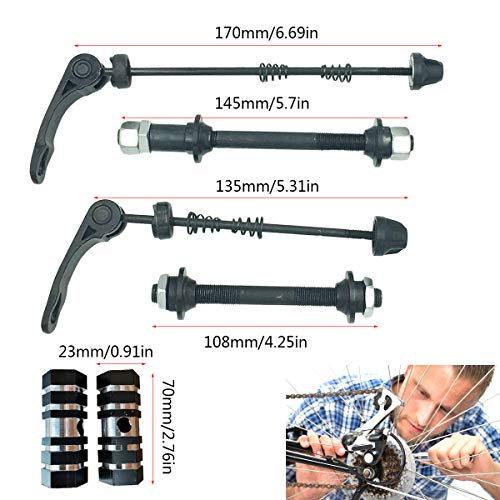Guador Cierres Rápidos Palanca Montaña o Carretera Rueda Parte Delantera y Trasera Pinchos Estándar de Distancia Liberación Bicicleta con 2 Pares de Estribos Antideslizantes para Mayoría Bicicletas