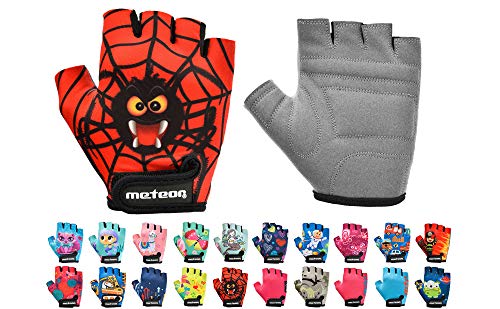 Guantes Bicicleta MTB BMX Ciclismo Montaña Carretera Fitness Gimnasio Bici Escalada Senderismo y Otros Deportes Guantes Deportivos Sin Dedos para Mujer y Hombre (JR S ~ 6,5-7cm, Spider)