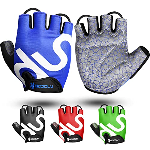 Guantes de Bicicleta Medio Dedo Negro SBR Acolchado Absorción de Impactos Adecuado para Todos Los Deportes Azul S by KONVINIT