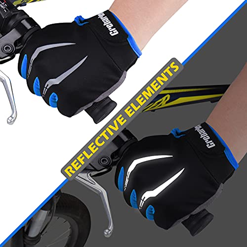 Guantes de Ciclismo Grebarley Guantes de Bicicleta de montaña Guantes de Pantalla táctil con Guantes de Bicicleta Acolchados Que absorben los Golpes para Hombres y Mujeres (Azul, L)