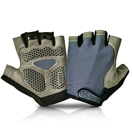 Guantes de Ciclismo Hombre Guantes Verano de Bici de Carretera Guantes Deportivos para Gimnasio Entrenamiento, Antideslizante Guante Transpirable MTB Guante de Medio Dedo para Hombre y Mujer, Gris XL