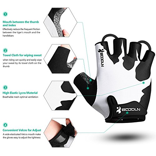 Guantes de Ciclismo Medio Dedo Unisex Guantes de Bicicleta sin Dedos con Relleno Antideslizante para MTB, Ciclismo de Carretera, Gimnasio, Crossfit y Levantamiento de Pesas L