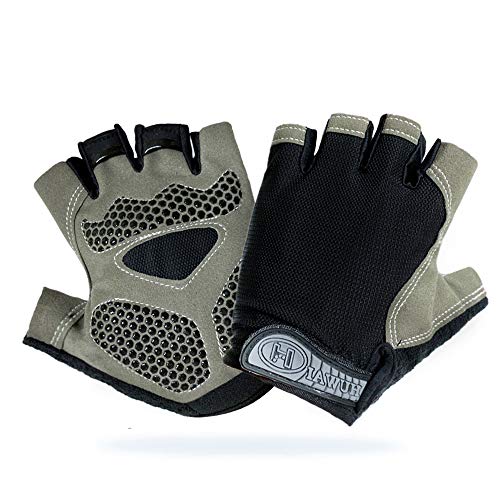 Guantes de Ciclismo MTB Guantes de Bici de Carretera de Medio Dedo, Guantes Deportivos para Gimnasio Moto Entrenamiento, Antideslizantes Guantes Transpirables Verano para Hombre y Mujer, Negro-L