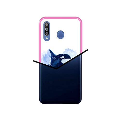 Hapdey Funda Rosa para [ Samsung Galaxy M30 ] diseño [ Fauna, Ballenas ] Carcasa Silicona Flexible TPU