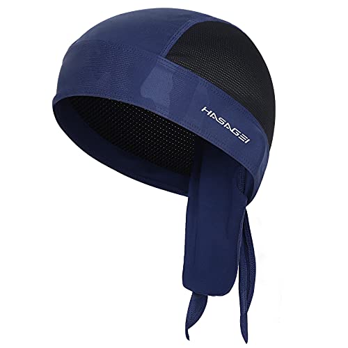 HASAGEI Gorra deportiva, bandana para motoristas, pañuelo para la cabeza, gorro de verano, gorro para bicicleta, elástico, transpirable, absorbe el sudor, de secado rápido, azul, Talla única