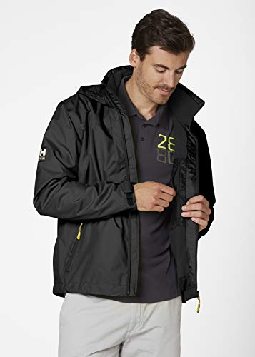 Helly Hansen Crew Hooded Midlayer - Chaqueta Impermeable, Cortavientos y Transpirable, con Forro Polar y Capucha Integrados, Hombre, Negro (990 Black), M