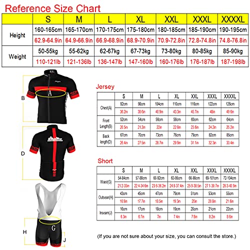 Hengxin Maillot Ciclismo Corto De Verano para Hombre, Ropa Culote Conjunto Traje Culotte Deportivo con 9D Almohadilla De Gel para Bicicleta MTB Ciclista Bici (Rojo, XXXXL)