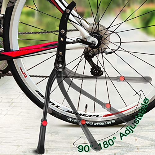 Herefun Pata de Cabra para Bicicleta, Caballete Lateral Ajustable con Pie de Goma Antideslizante, Universal Aluminio Caballetes para Bicicletas para 24"- 29" MTB, Bicicleta de Carretera (A)