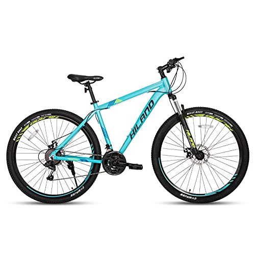 Hiland Bicicleta de montaña con Ruedas de radios de 29 Pulgadas, Marco de Aluminio, 21 Marchas, Freno de Disco, Horquilla de suspensión, Color Azul…