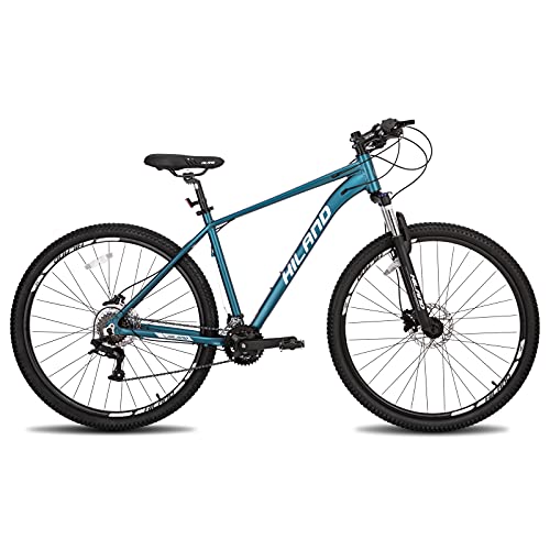 Hiland Bicicleta de montaña de 29 Pulgadas, Frenos de Disco hidráulicos de 16 velocidades, con Horquilla de suspensión Lock-out, Color Azul…