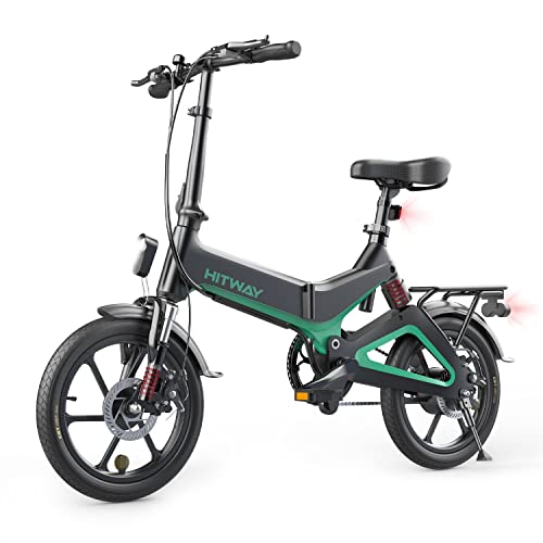 HITWAY Bicicleta eléctrica GEARSTONE, Ligera, 250 W, Plegable, eléctrica, con Asistencia de Pedal, con batería de 7,5 Ah, 16 Pulgadas, para Adolescentes y Adultos