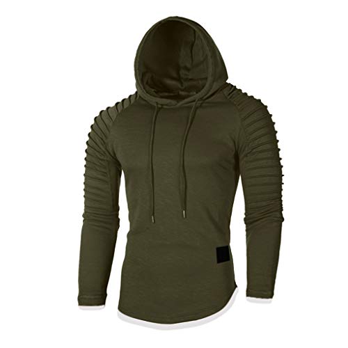 Hombres con Capucha de Manga Larga Sudadera con Capucha Slim Fit Sudaderas de Hombre(XL,Army Green)