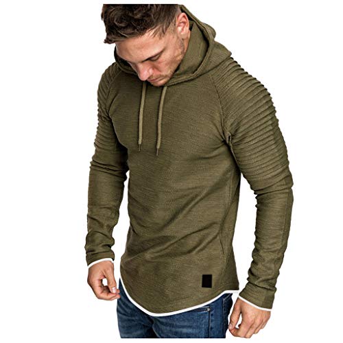 Hombres con Capucha de Manga Larga Sudadera con Capucha Slim Fit Sudaderas de Hombre(XL,Army Green)