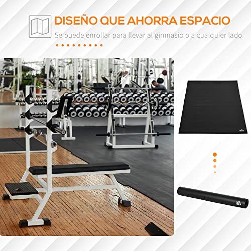 HOMCOM Esterilla Protectora para Aparatos de Fitness 6 mm Alfombra Antideslizante para Cintas de Correr y Bicicletas en Hogar Gimnasio 180x90 cm Negro