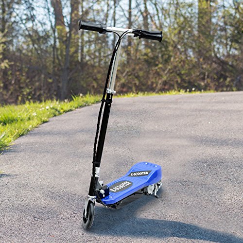 HOMCOM Patinete Eléctrico Plegable para Niños y Adolescentes de +7 Años Scooter Eléctrico con Manillar Ajustable en Altura y Frenos Carga Máx. 50 kg 78x37x91-99 cm Azul