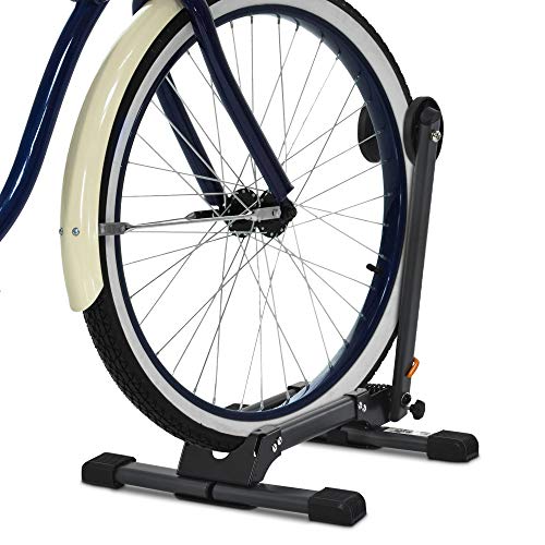 HOMCOM Soporte Suelo para Bicicletas Plegable Portátil Aparcamiento de Rueda para MTB Garaje Vehículo Carretera 39x35x45,5 cm Negro