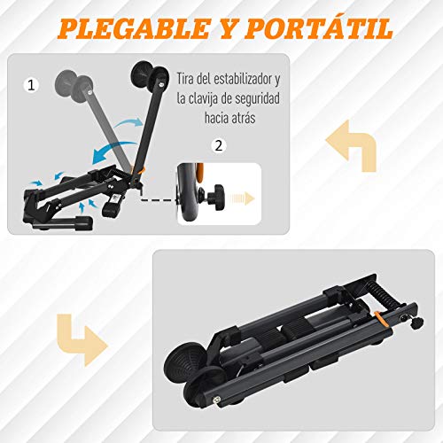 HOMCOM Soporte Suelo para Bicicletas Plegable Portátil Aparcamiento de Rueda para MTB Garaje Vehículo Carretera 39x35x45,5 cm Negro