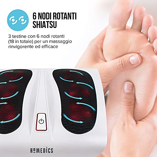 HoMedics Deluxe Shiatsu Masajeador Eléctrico para Pies con Calor – 6 Nodos Giratorios, 18 Cabezales de Masaje Plantar, Suaviza los Músculos y la Circulación, Tratamiento para Aliviar el Dolor