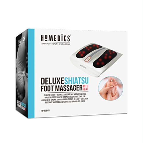 HoMedics Deluxe Shiatsu Masajeador Eléctrico para Pies con Calor – 6 Nodos Giratorios, 18 Cabezales de Masaje Plantar, Suaviza los Músculos y la Circulación, Tratamiento para Aliviar el Dolor