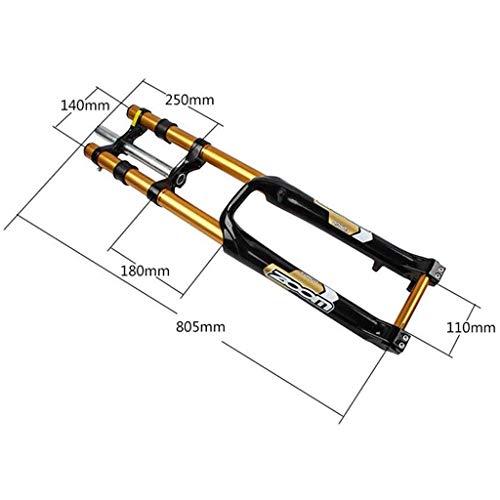 Horquilla de suspensión de bicicleta de montaña de 26 pulgadas, Horquilla delantera DH de doble hombro Horquilla delantera de descenso MTB Amortiguación ajustable Frenos de disco,White