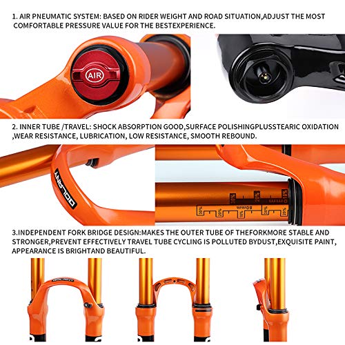 Horquilla de suspensión de Bicicleta MTB, 27.5'' Horquilla Delantera de Bicicleta de montaña Horquilla de aleación con amortiguación de Choque Horquilla Recta (Bloqueo Remoto)