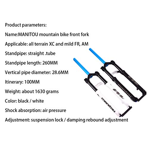 Horquillas de Bicicleta Bicic de Montaña Aire Suspensión Choque Bomba MTB Derecho Tubo Hombro Controlar Horquilla,Black,29